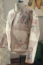 Upcycled Quilt Jacket, Rose Floral Block Pattern
