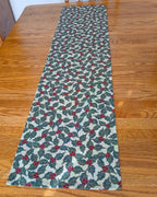 Winter Holidays Table Runner, Green Holly, 12"x48"