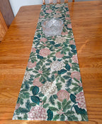 Winter Holiday Table Runner, Pink Green Floral