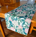 Winter Holiday Table Runner, Pink Green Floral