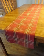 Terracotta Woven Plaid Table Runner, 100% Cotton