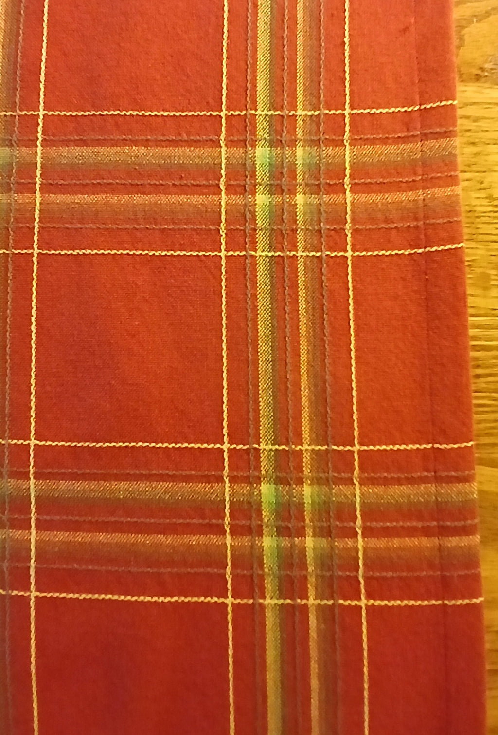Terracotta Woven Plaid Table Runner, 100% Cotton