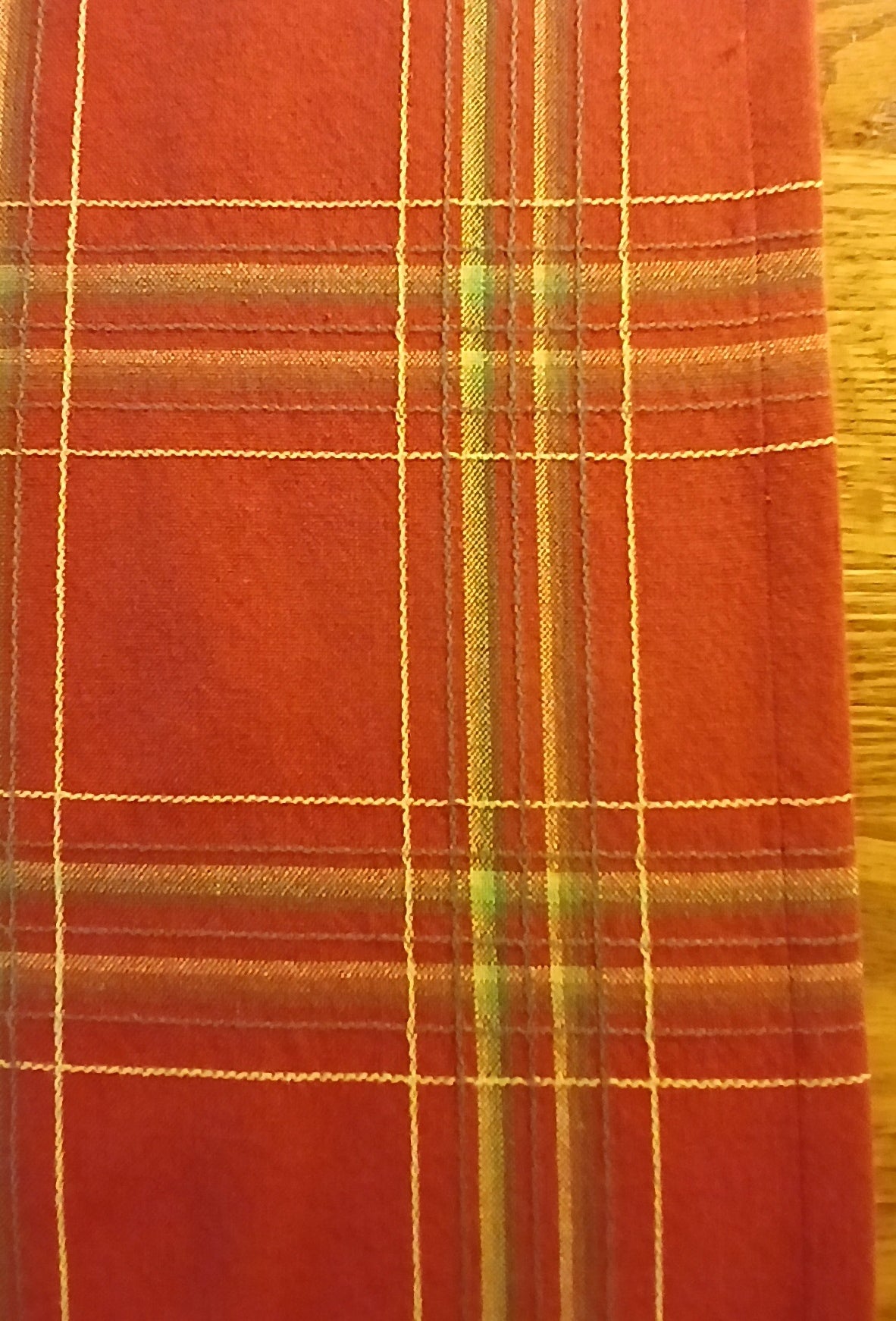Terracotta Woven Plaid Table Runner, 100% Cotton