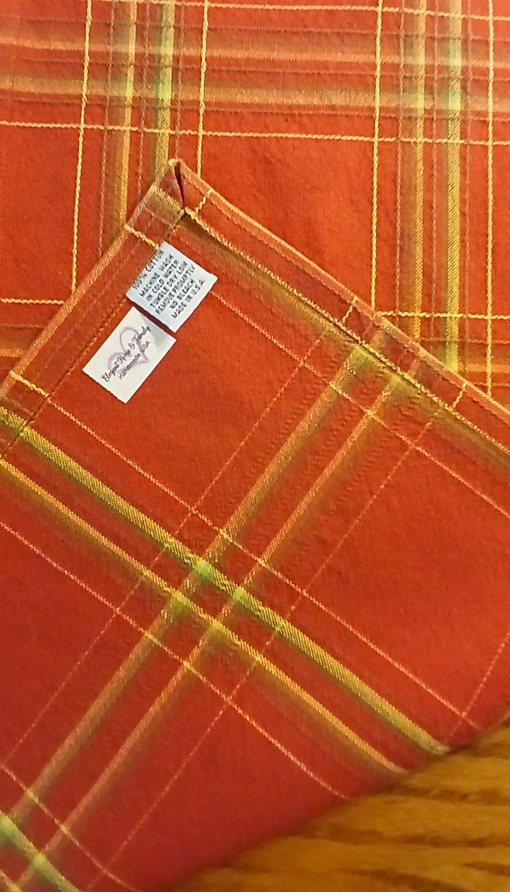 Terracotta Woven Plaid Table Runner, 100% Cotton