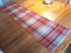Woven Plaid Table Runner, Dark Red Brown 100% Cotton