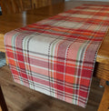 Woven Plaid Table Runner, Dark Red Brown 100% Cotton