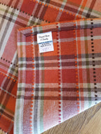 Woven Plaid Table Runner, Dark Red Brown 100% Cotton