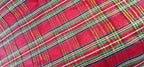 Holiday Table Runner, Red Taffeta Gold Metallic Plaid