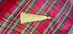 Holiday Table Runner, Red Taffeta Gold Metallic Plaid