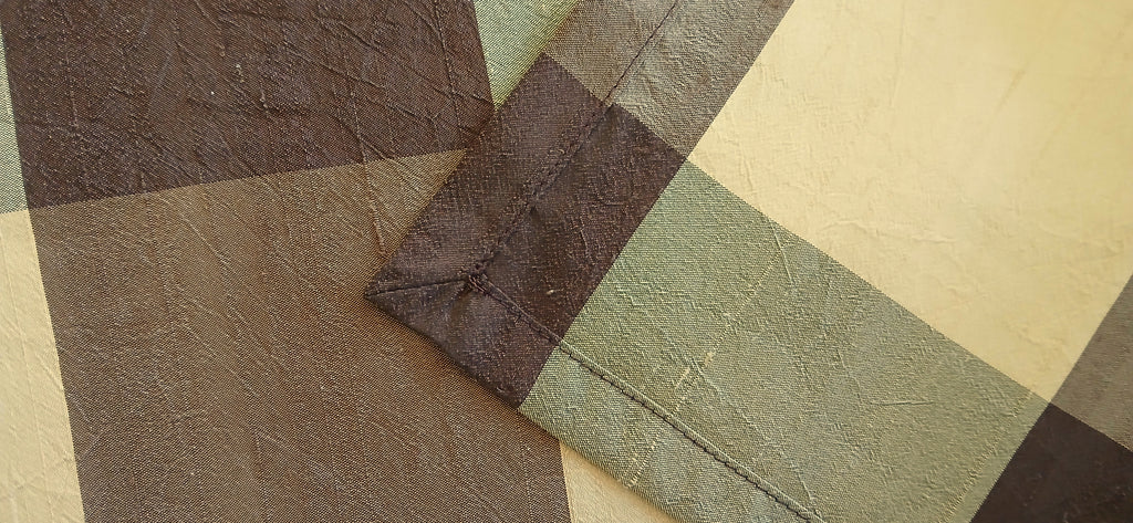 Silk Buffalo Check Table Runner, Brown & Cream