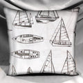 Coastal Design Throw Pillow Cover, Sailboats White Black Outdoor Fabric, 18"
