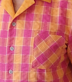 Men's Summer Seersucker Cotton Shirt, Short Sleeves, Button Up, Plaid
