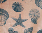 Coastal Table Runner | Turquoise Shell Pattern | 100% Cotton | Handmade in USA