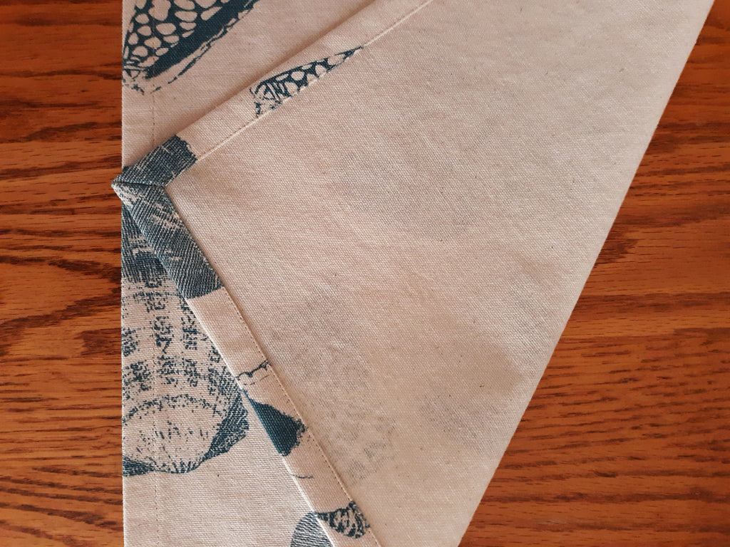 Coastal Table Runner | Turquoise Shell Pattern | 100% Cotton | Handmade in USA