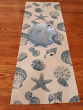 Coastal Table Runner | Turquoise Shell Pattern | 100% Cotton | Handmade in USA
