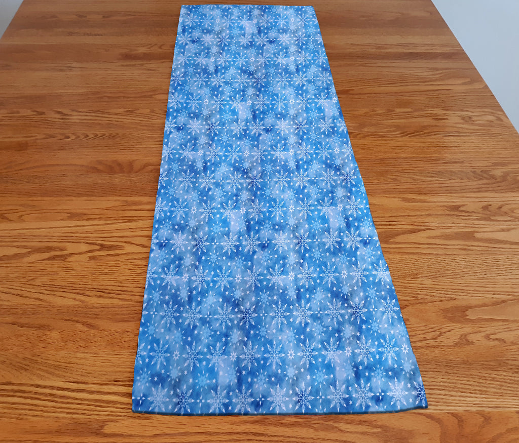 Patina Blue Table Runner, 100% Cotton, Winter Theme