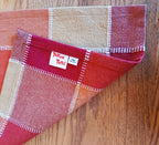 Country Checked Table Runner, 14"x60" Woven Blocks Red Orange Gold, 100% Cotton