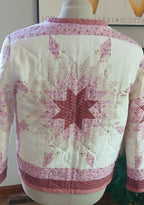 Upcycled Quilt Jacket, Pink Star Design on White