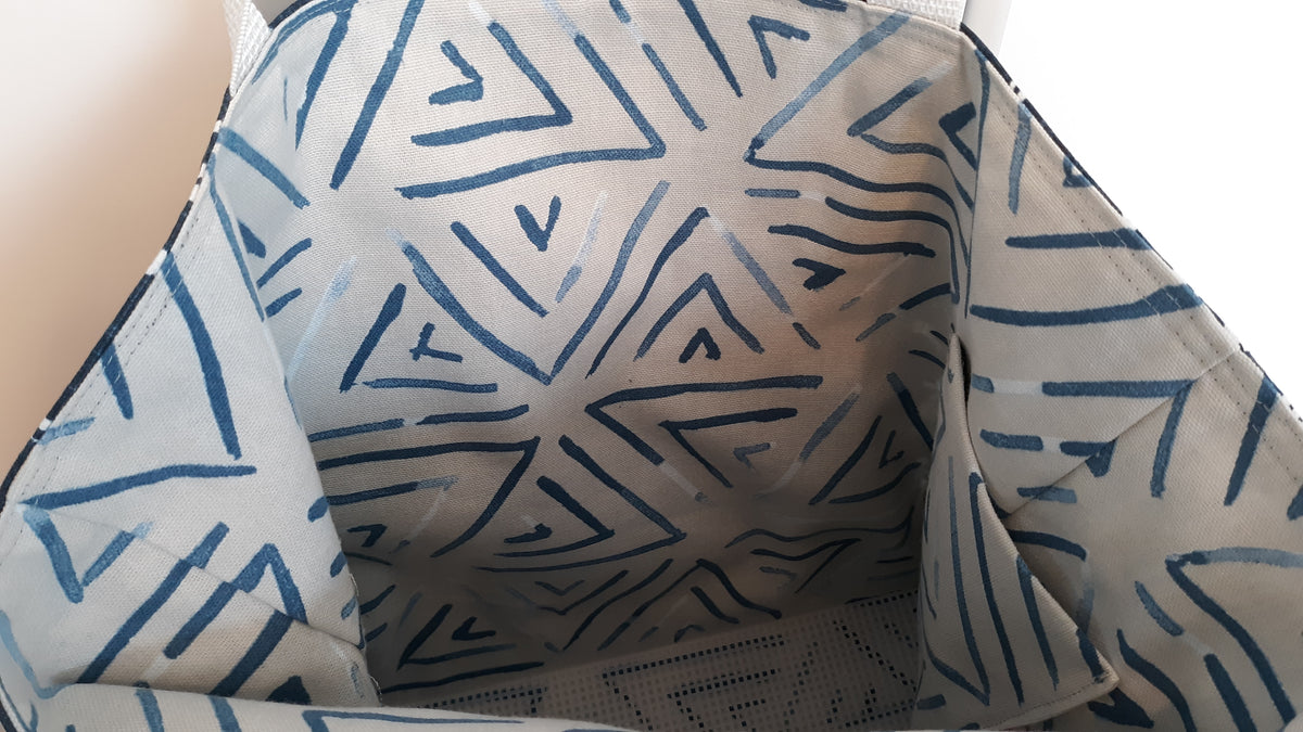 Handmade Navy Anchor Tote Bag in Water-Resistant Outdoor Fabric
