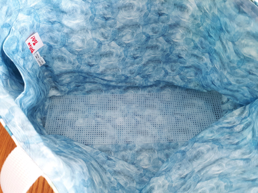 Blue Beach Tote, Tropical Waterproof Outdoor Fabric