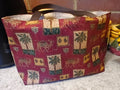 Mediterranean Theme Tote Bag, Burgundy Gold 100% Cotton