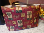 Mediterranean Theme Tote Bag, Burgundy Gold 100% Cotton