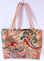 Yellow Paisley Beach Tote Bag, Waterproof Outdoor Fabric "Casa"