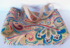 Yellow Paisley Beach Tote Bag, Waterproof Outdoor Fabric "Casa"