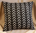 Mudcloth Throw Pillow Cover | Black & Ivory Chevron | 18"x18" | Handmade in USA