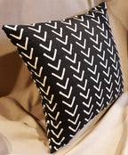 Mudcloth Throw Pillow Cover | Black & Ivory Chevron | 18"x18" | Handmade in USA