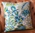 Modern Floral Throw Pillow Cover, Turquoise Chartreuse 100% Cotton