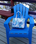 Blue Beach Tote, Tropical Waterproof Outdoor Fabric
