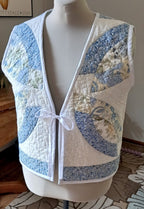 Upcycled Quilt Vest, Wedding Ring Design, Blue & Yellow