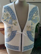 Upcycled Quilt Vest, Wedding Ring Design, Blue & Yellow