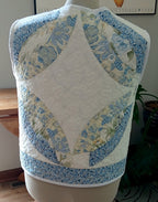 Upcycled Quilt Vest, Wedding Ring Design, Blue & Yellow