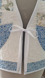 Upcycled Quilt Vest, Wedding Ring Design, Blue & Yellow