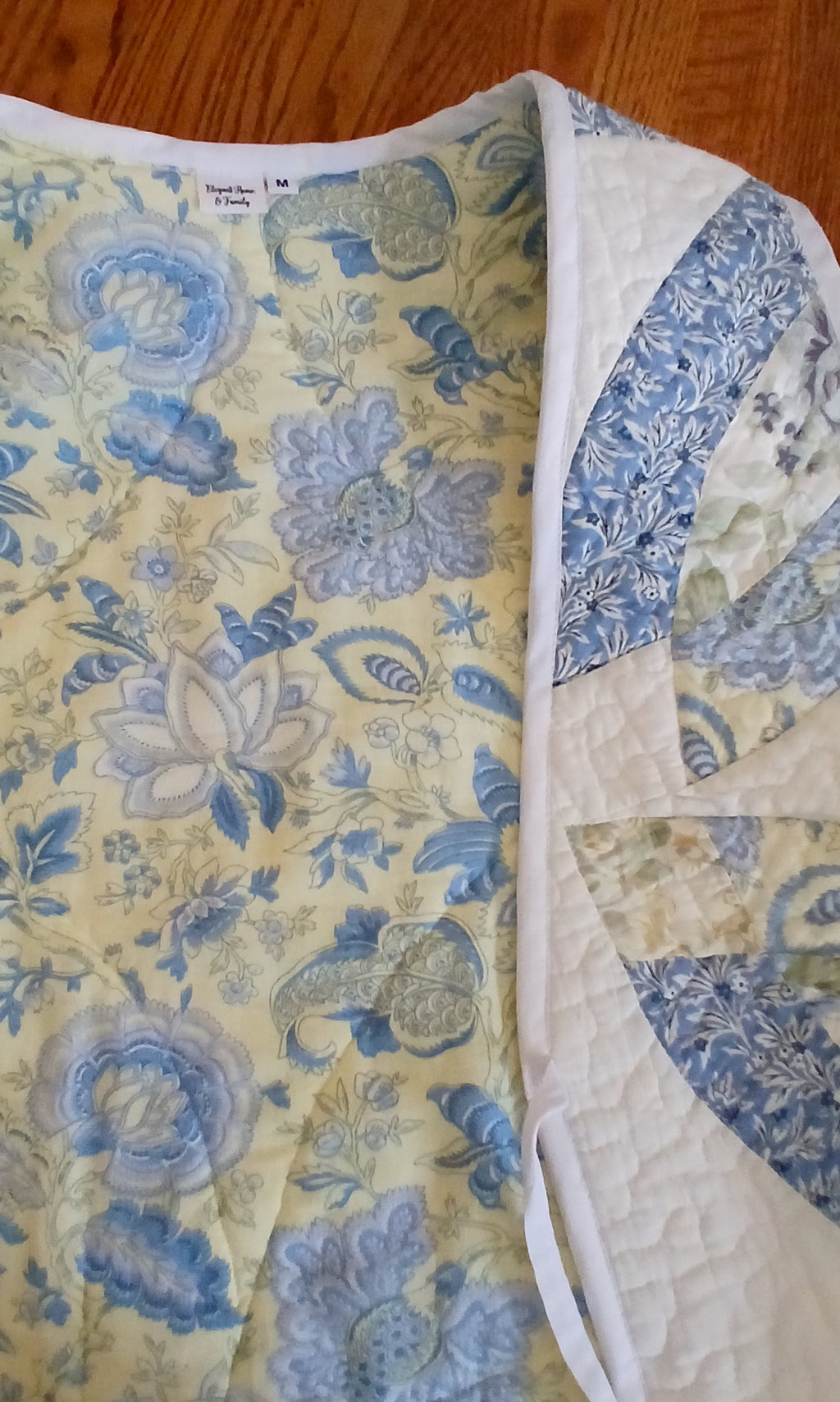 Upcycled Quilt Vest, Wedding Ring Design, Blue & Yellow