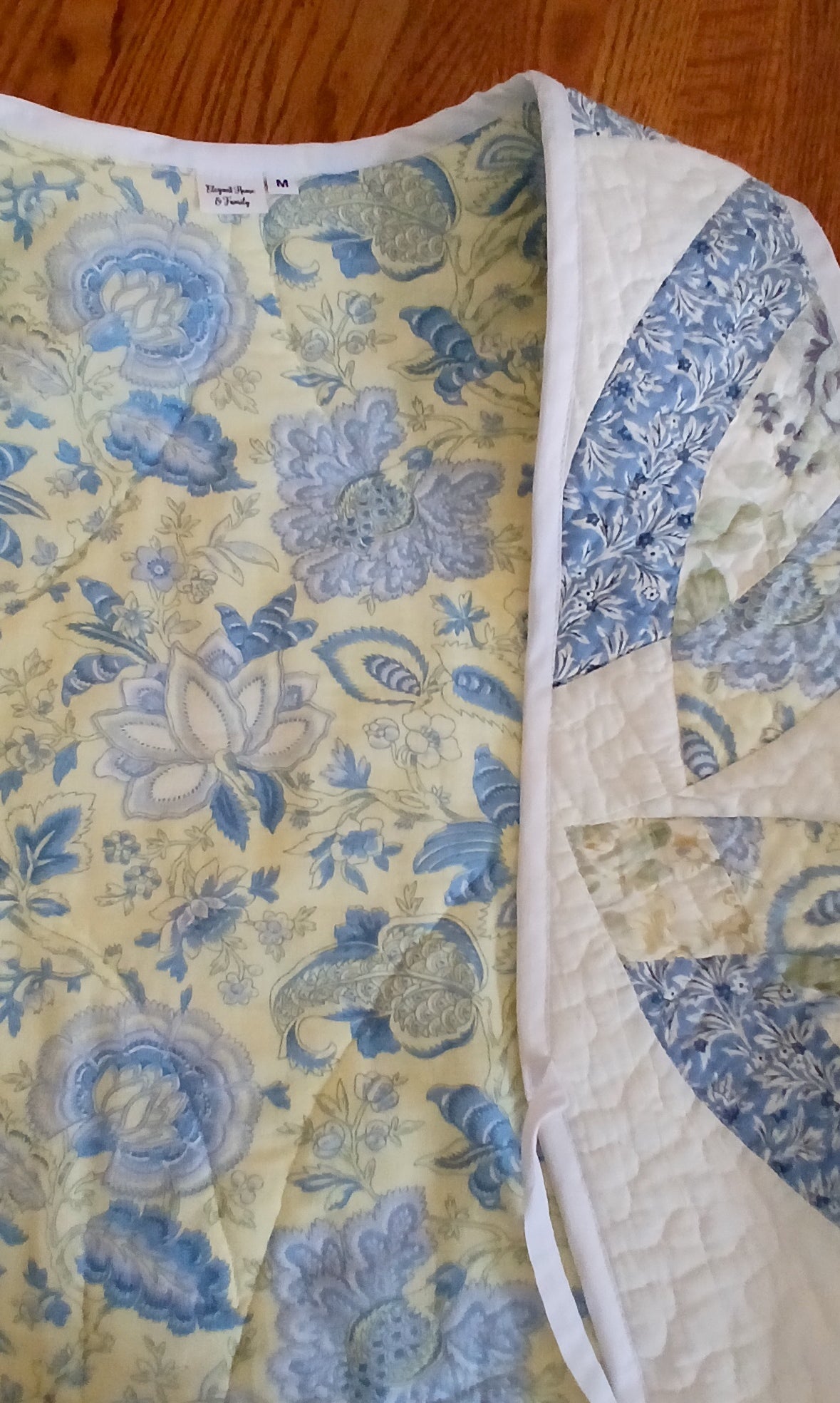 Upcycled Quilt Vest, Wedding Ring Design, Blue & Yellow