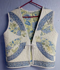 Upcycled Quilt Vest, Wedding Ring Design, Blue & Yellow