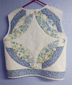 Upcycled Quilt Vest, Wedding Ring Design, Blue & Yellow