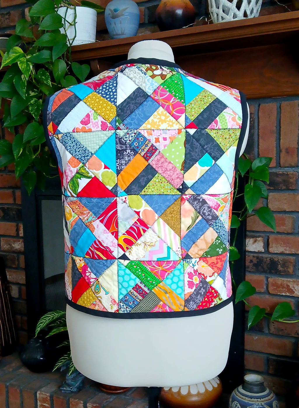 Upcycled Quilt Vest, Patchwork Design Cotton