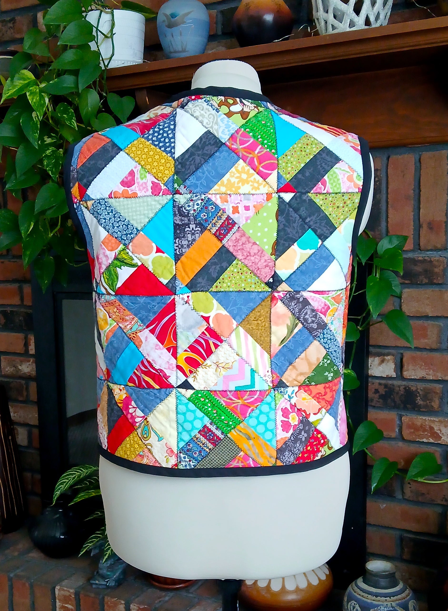 Upcycled Quilt Vest, Patchwork Design Cotton
