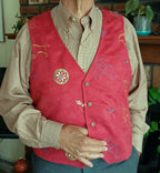 Southwestern Embroidered Faux Suede Vest, Unisex, Handmade, Size XL