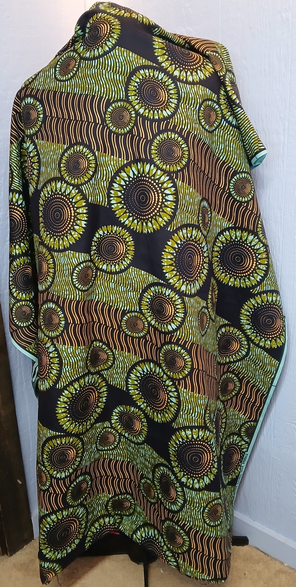 Handmade African Wax Print Long Sleeve Caftan, Assorted Prints, Sizes S–L