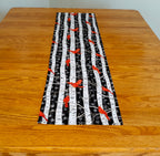 Winter Holidays Table Runner, Red Cardinals White Birches