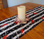 Winter Holidays Table Runner, Red Cardinals White Birches