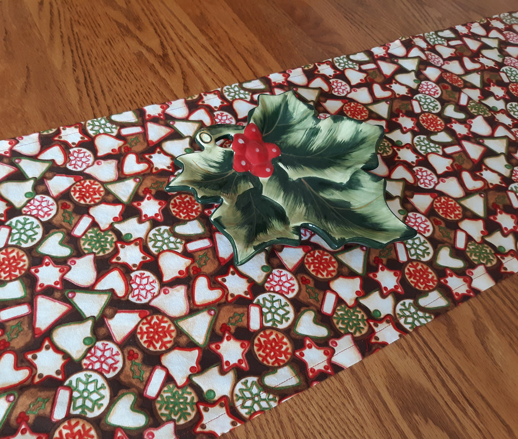Holiday Table Runner, Fancy Cookies Print 100% Cotton